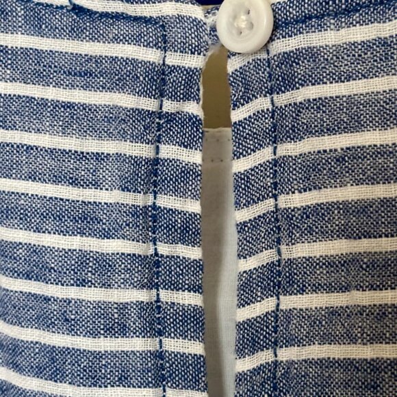 Beach Lunch Lounge Blue Stripe Jaylene Linen & Cotton Sleeveless Dress - Size L - Picture 3 of 6